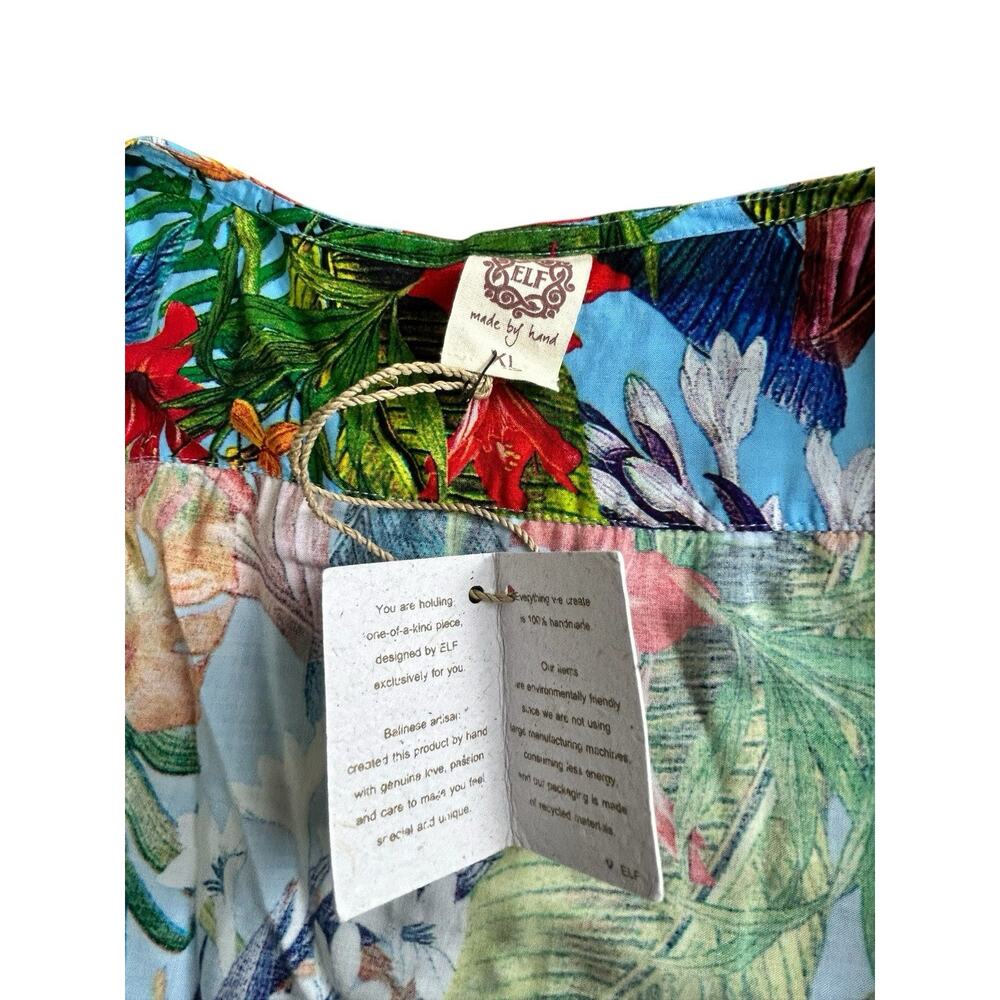 Bali ELF Made By Hand Carmen Floral Tiered Wrap Maxi Dress Sz XL Jungle Oasis - Picture 5 of 10